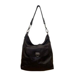 Elen Gotti Women’s Brown Leather Silver Hardware Hobo Shoulder Bag